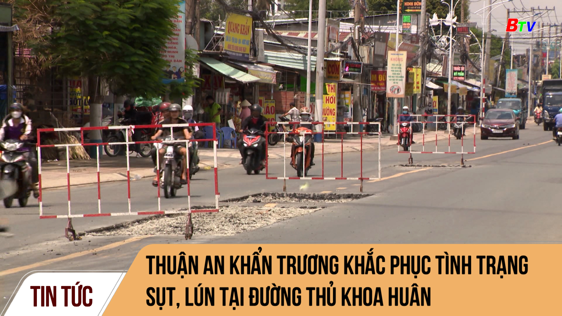 Thuận An khẩn trương khắc phục tình trạng sụt, lún tại đường Thủ Khoa Huân